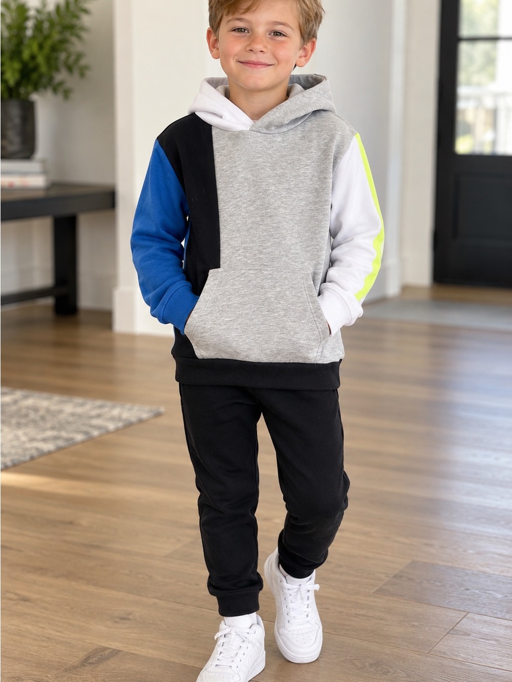 kidpik Black Kids Jogger Pants with Rib Cuffs